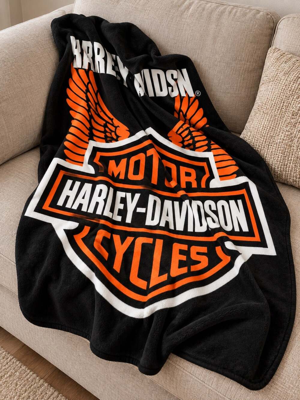 Harley-Davidson Black Fleece Throw Blanket – 48” x 60”